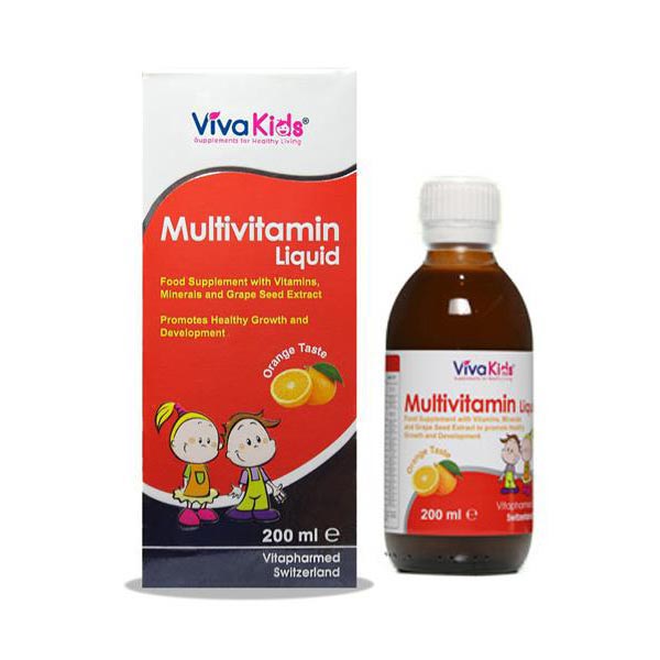 vivakids multi vitamin.jpg شربت مولتی ویتامین ویوا کیدز 200 میل - Image 1